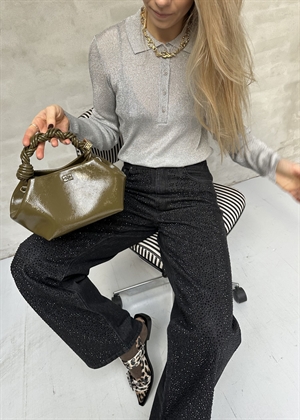 Dagni ls knit polo Silver Metallic Selected Femme 